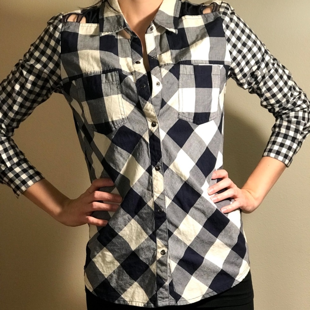 Navy and Cream Button Down